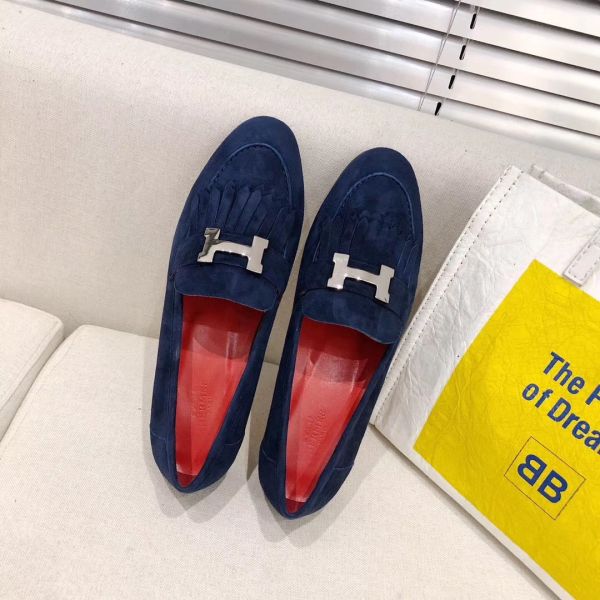 HERM Royal Loafers In Blue Suede Leather