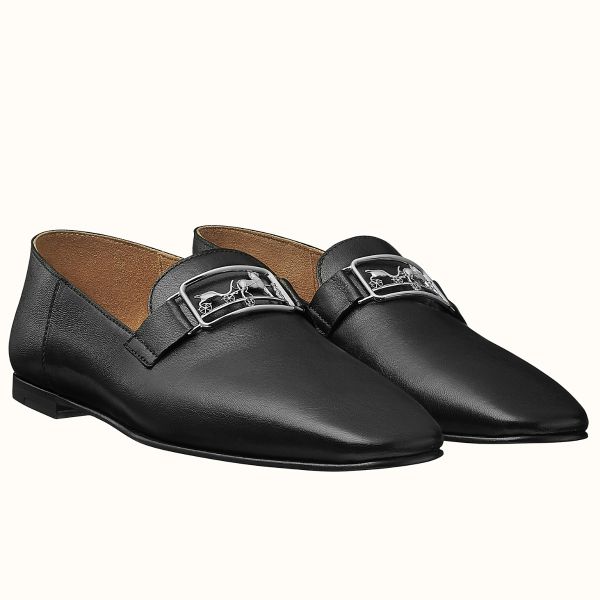 HERM Time Loafers In Black Goatskin