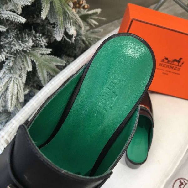 HERM Paradis Mules In Black Calfskin