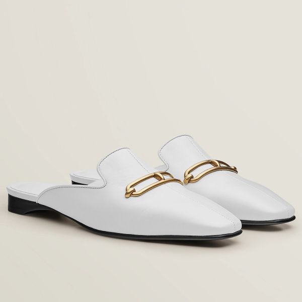 HERM Esmee Mules in White Calfskin