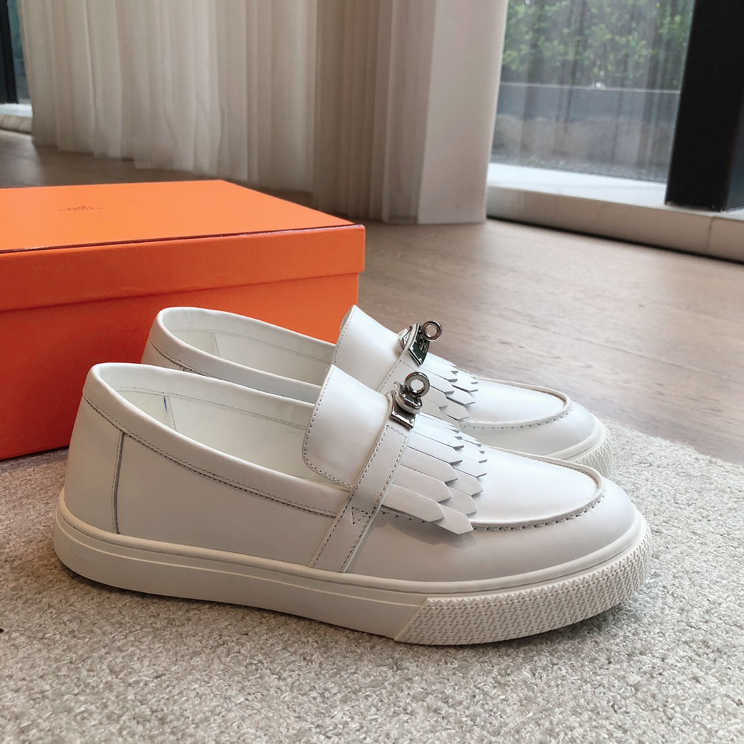 GAME SLIP-ON SNEAKER WHITE WITH TASSELS CALFSKIN
