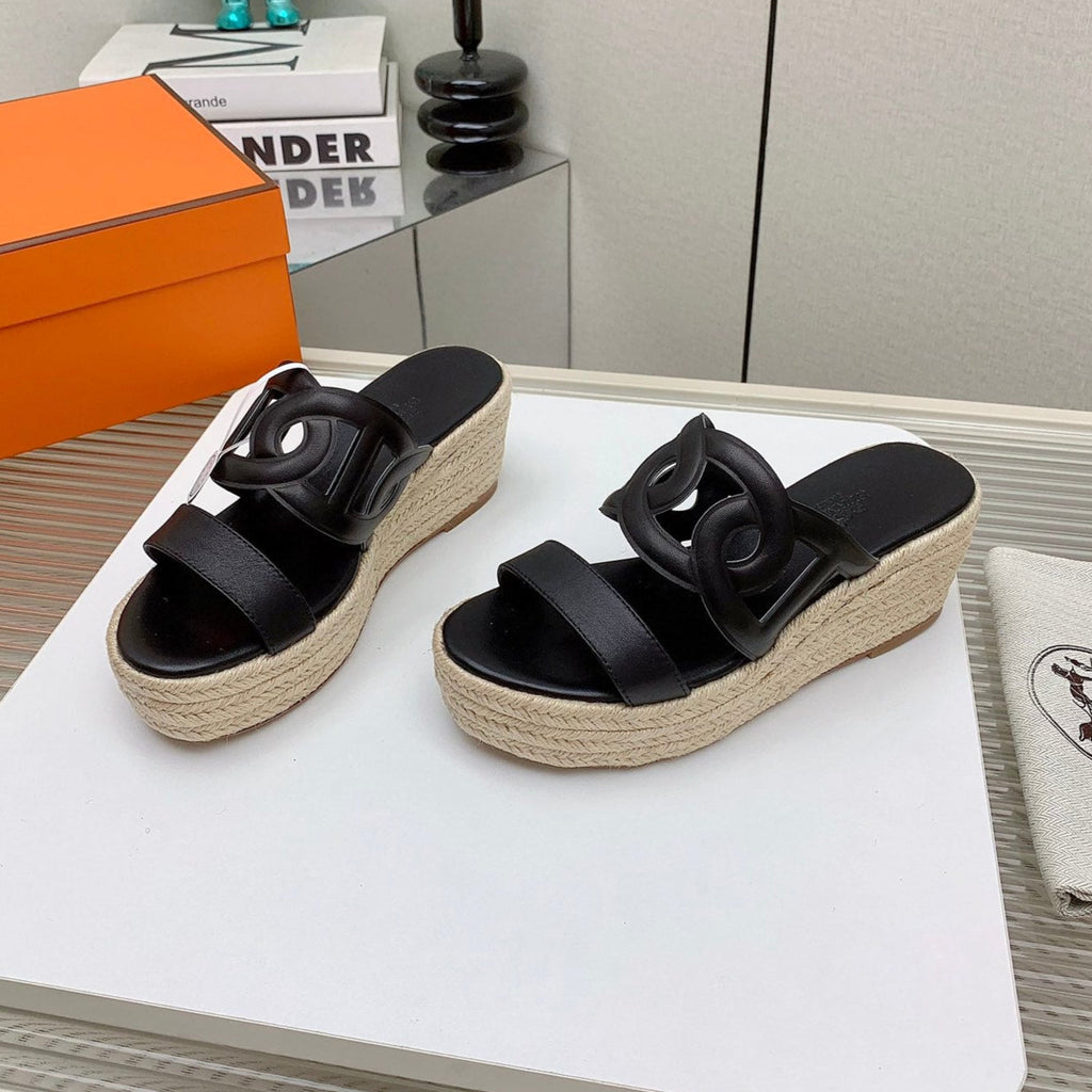 ITHEA 85 MM ESPADRILLE IN BLACK CALFSKIN