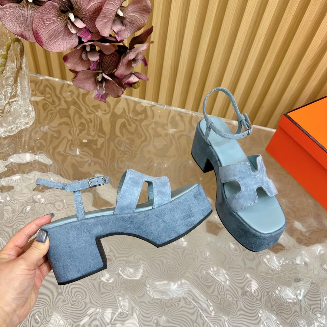 JAM 30 SANDAL IN SAPPHIRE BLUE VELVET