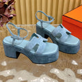 JAM 30 SANDAL IN SAPPHIRE BLUE VELVET