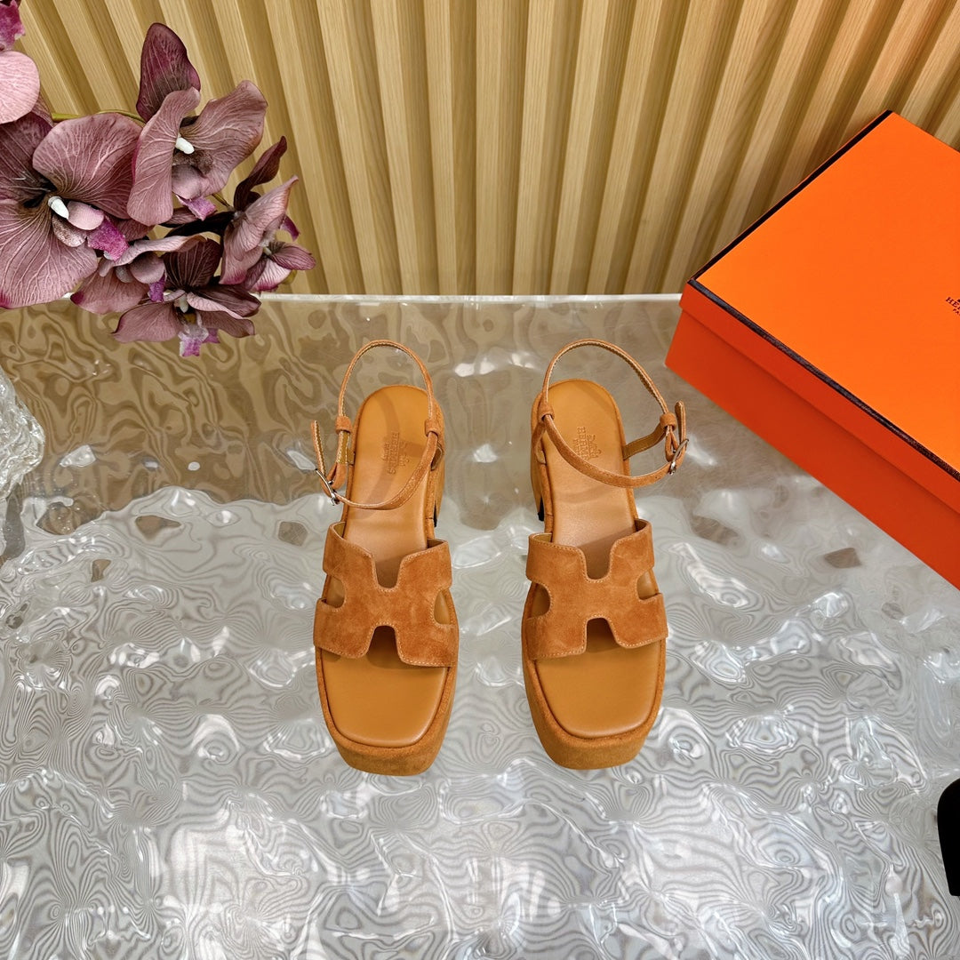 JAM 30 SANDAL IN CINNAMON BROWN VELVET