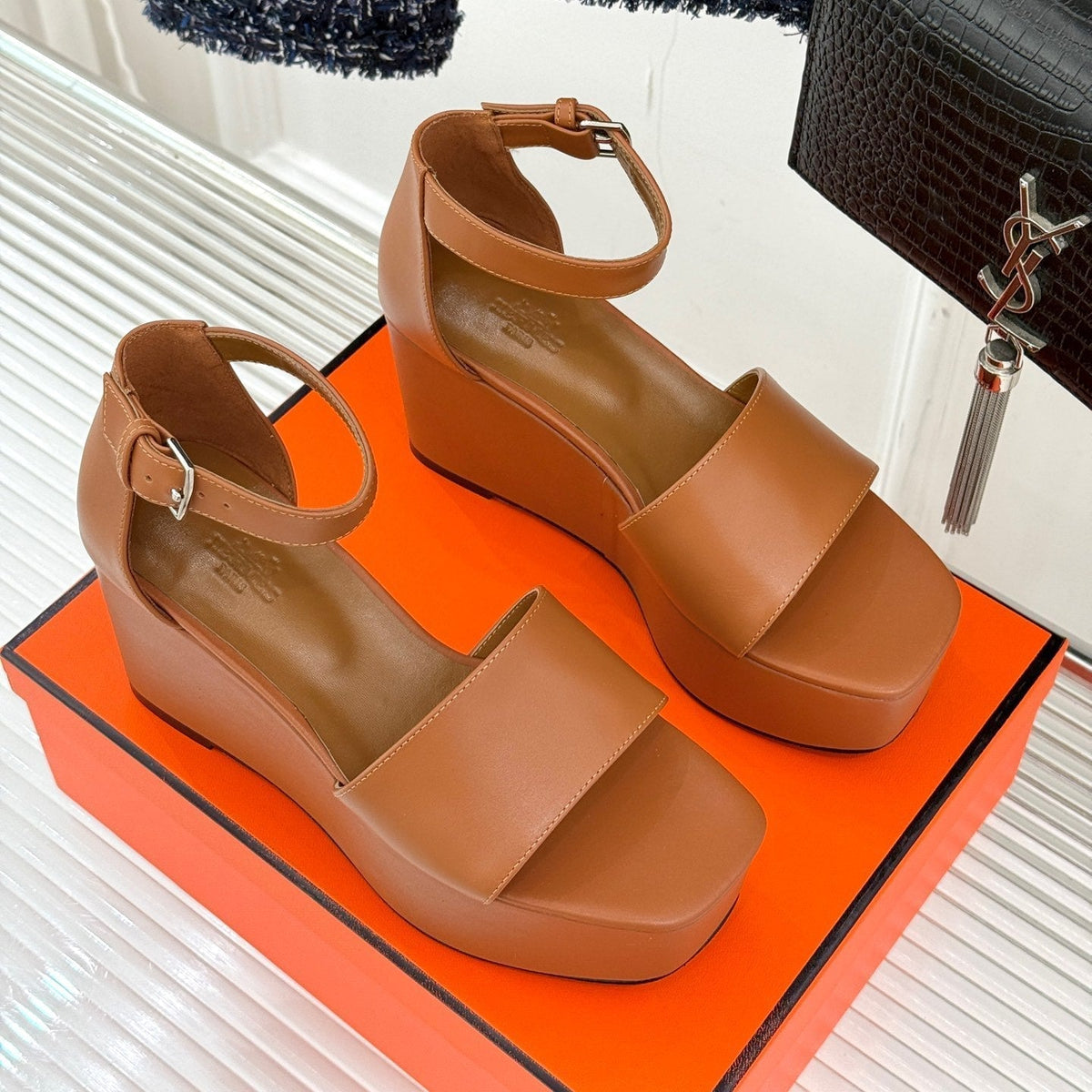 ILLUSION 35 SANDAL IN BRONZE BROWN CALFSKIN