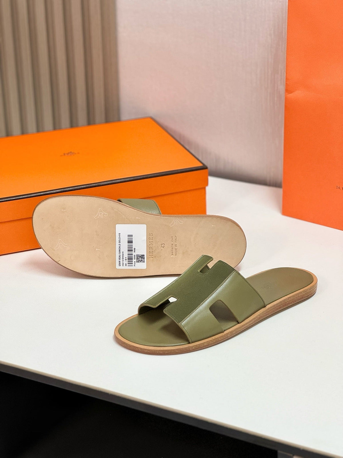 IZMIR SANDAL OLIVE MIX MOSS LAMBSKIN