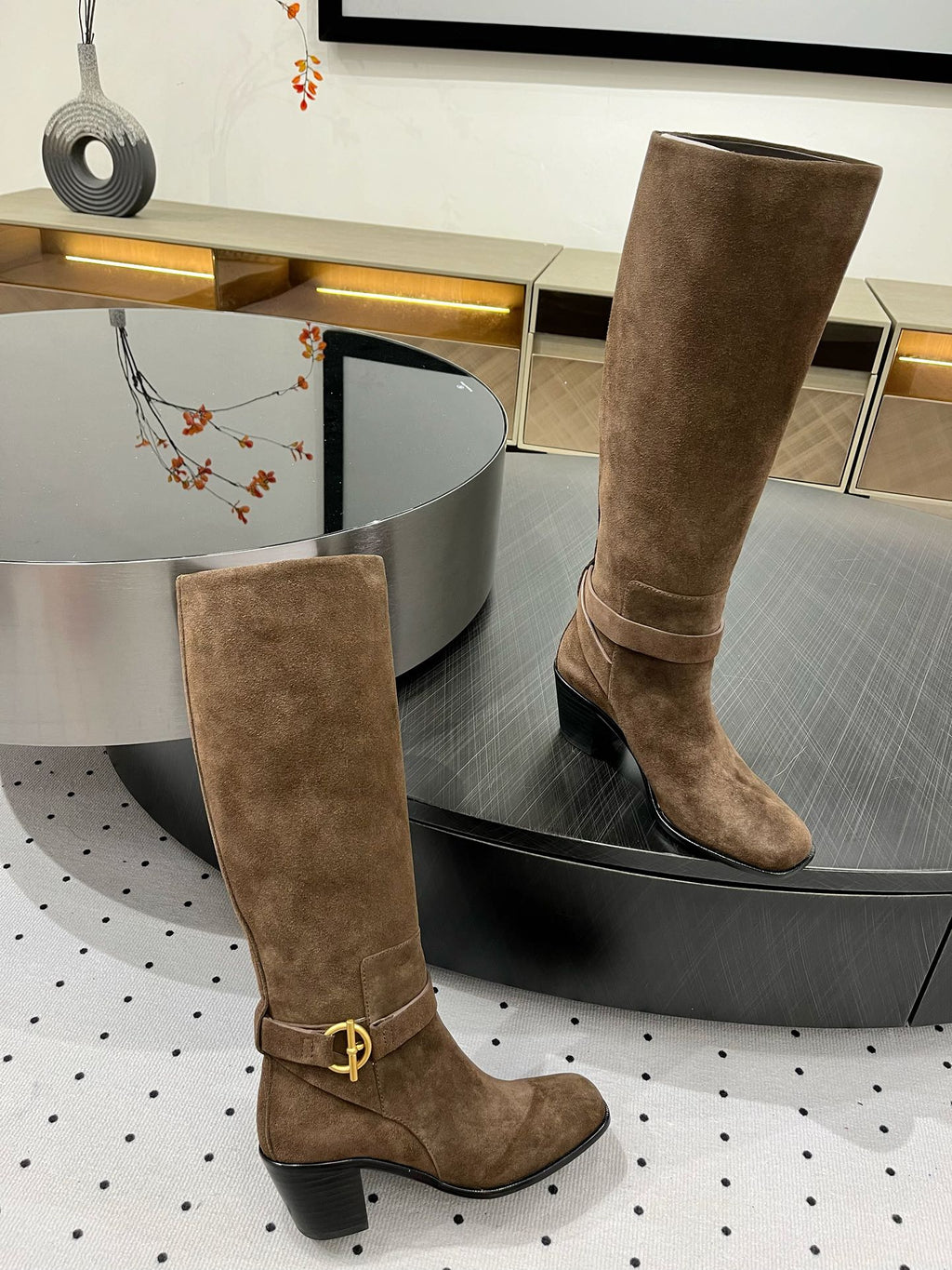 JUSTINE BOOT 6 CM IN CHOCOLATE BROWN SUEDE