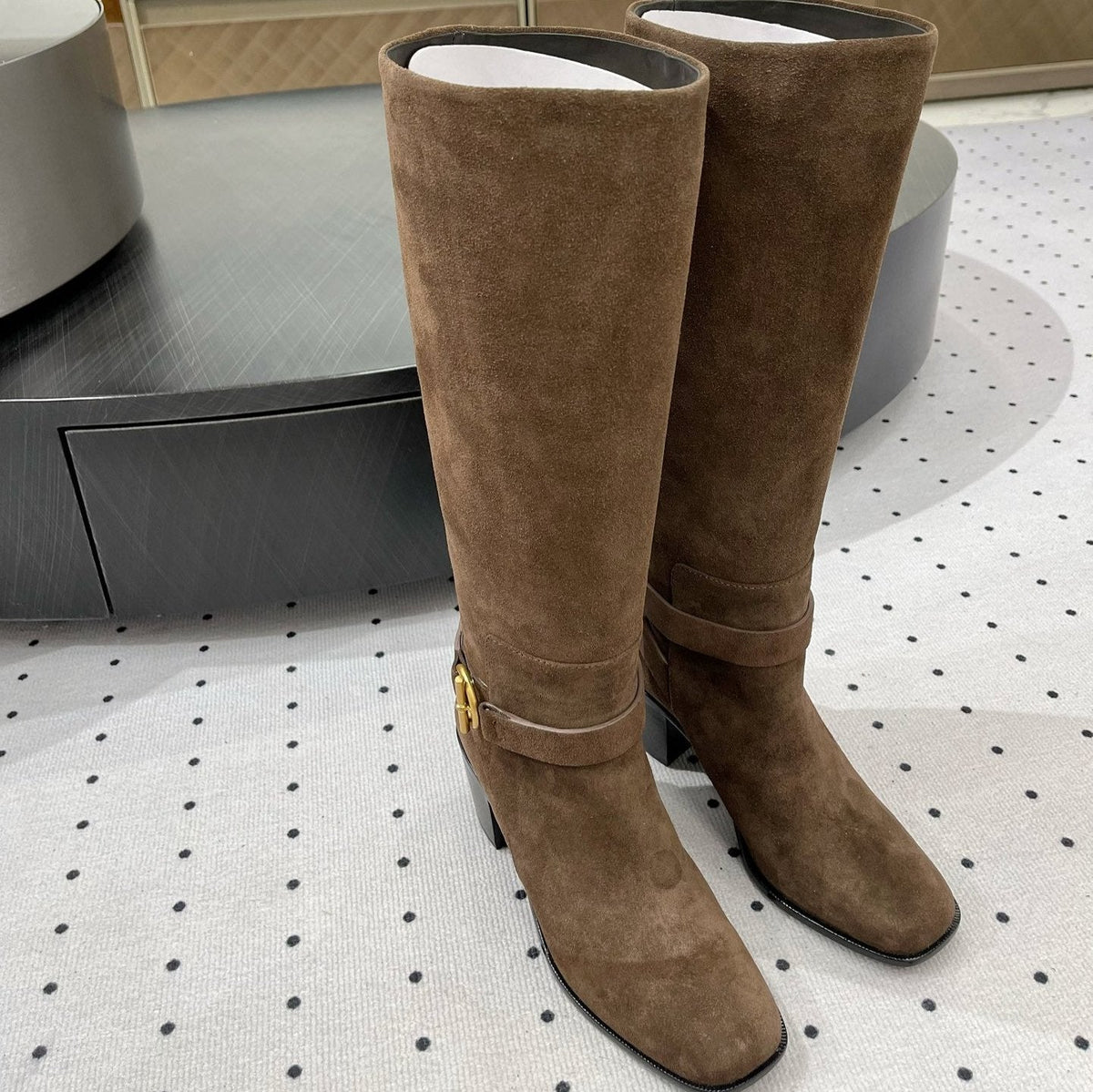 JUSTINE BOOT 6 CM IN CHOCOLATE BROWN SUEDE