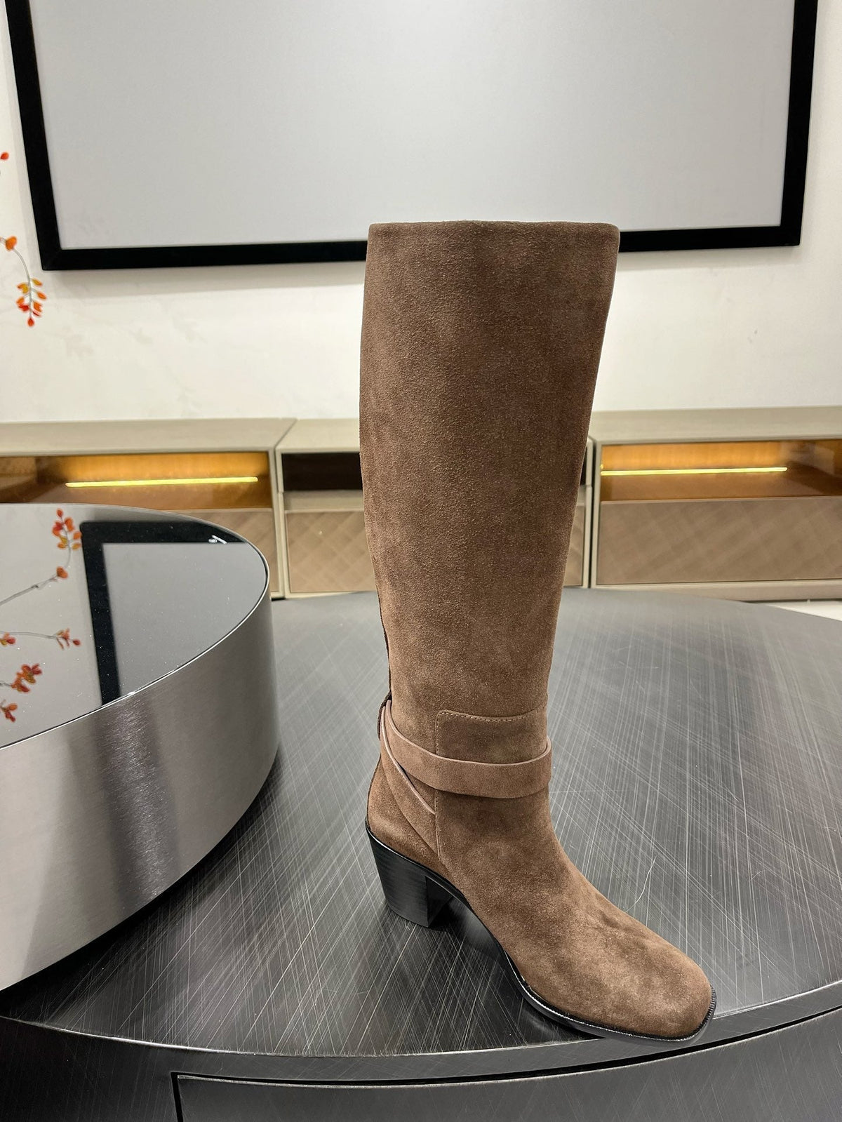 JUSTINE BOOT 6 CM IN CHOCOLATE BROWN SUEDE