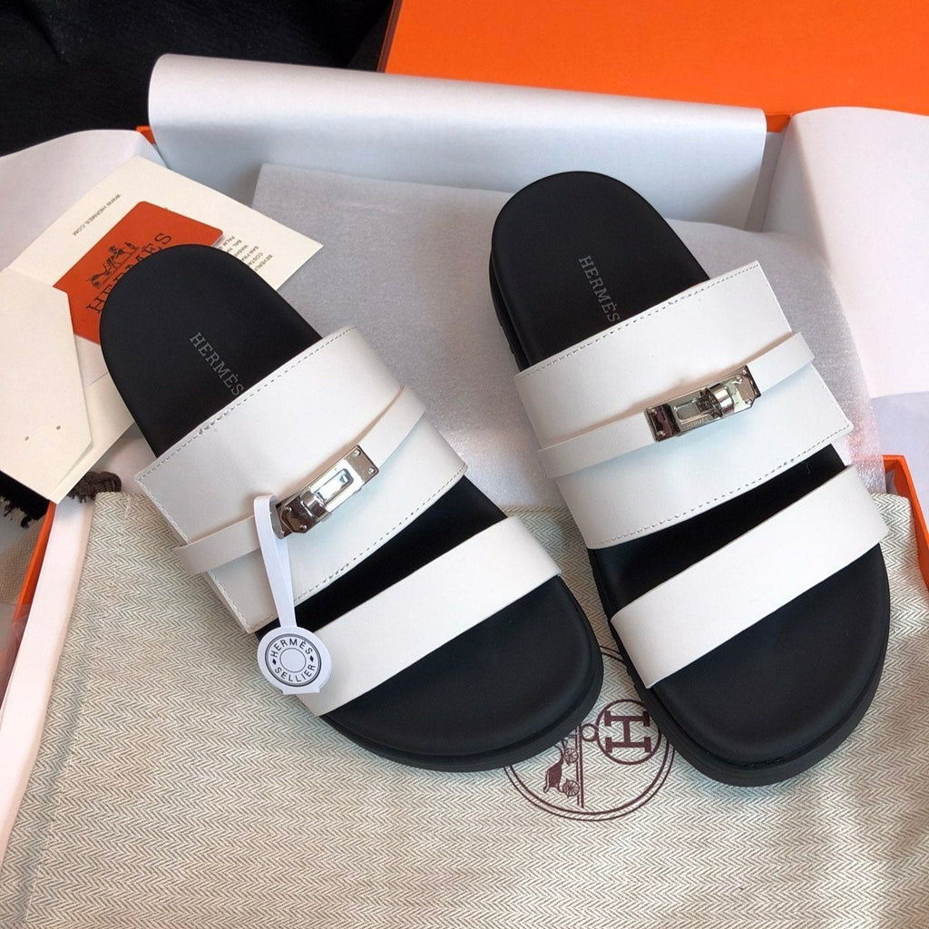 GABRIEL SANDAL MULE IN WHITE CALFSKIN