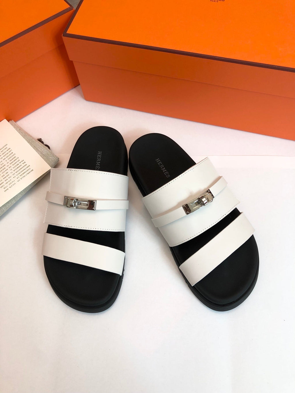 GABRIEL SANDAL MULE IN WHITE CALFSKIN