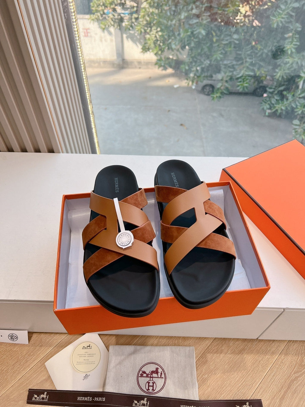 KAZIMIR SANDAL IN BRONZE BROWN CALFSKIN AND SUEDE