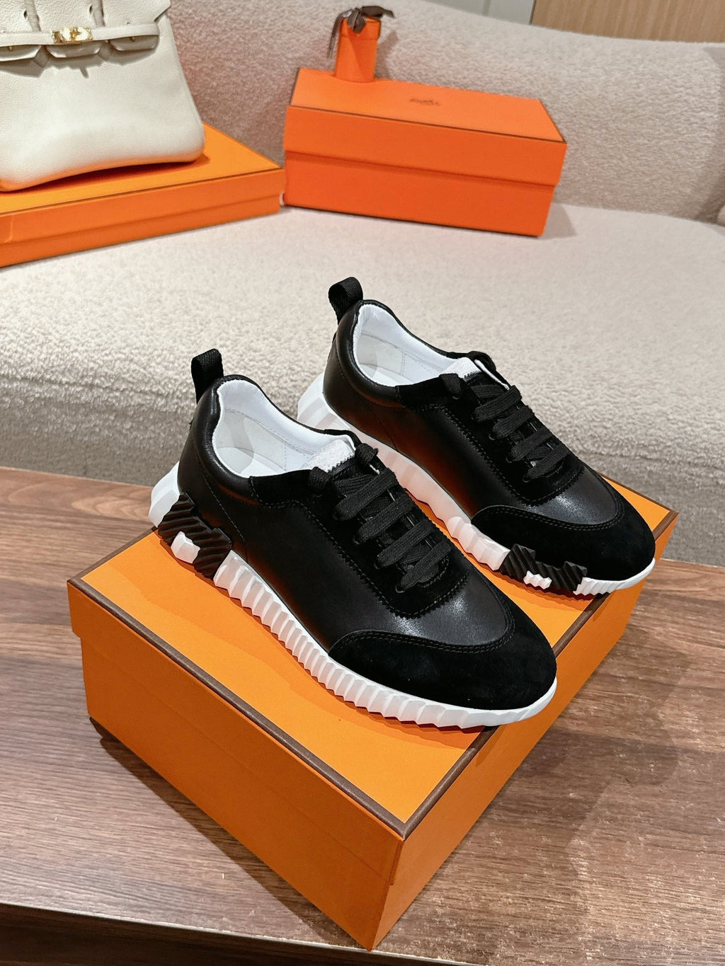 MAINLAND SNEAKER IN BLACK SUEDE AND CALFSKIN