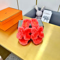 ORAN SHEARLING SANDALS RED PINK