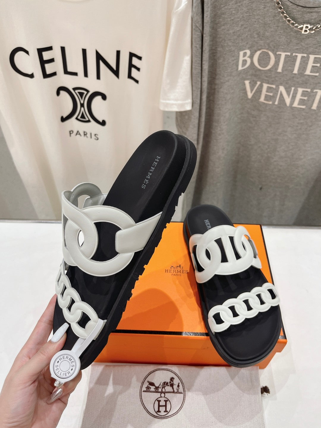 EXTRA SANDAL BLACK MIX WHITE CALFSKIN