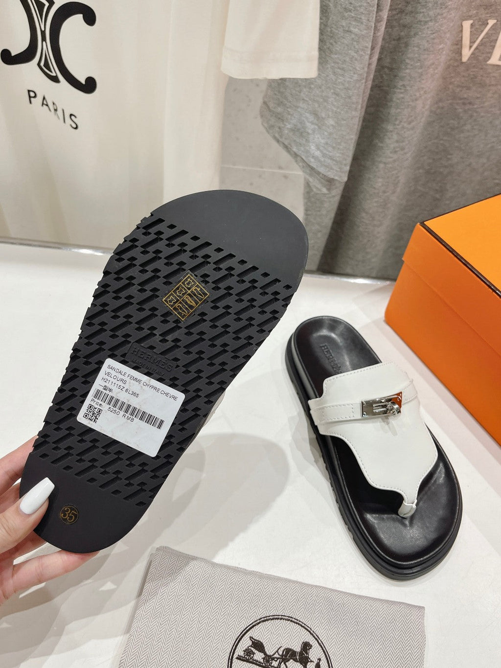 EMPIRE SANDAL BLACK MIX WHITE CALFSKIN