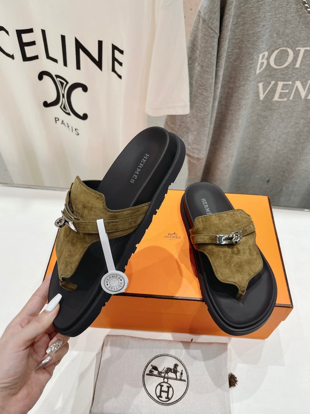EMPIRE SANDAL BLACK MIX ARMY GREEN SUEDE