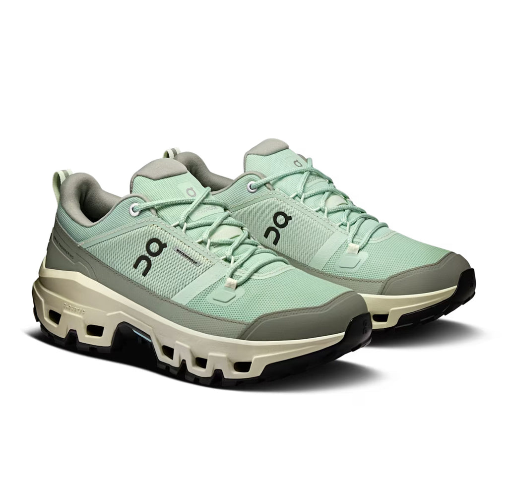 ON Women's Cloudrock Low Waterproof Mineral/Aloe