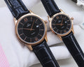 OMEGA Rose Gold Black Dial Leather Strap Watch