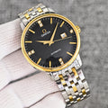 Omega Two Tone Black Dial Bracelet Watch